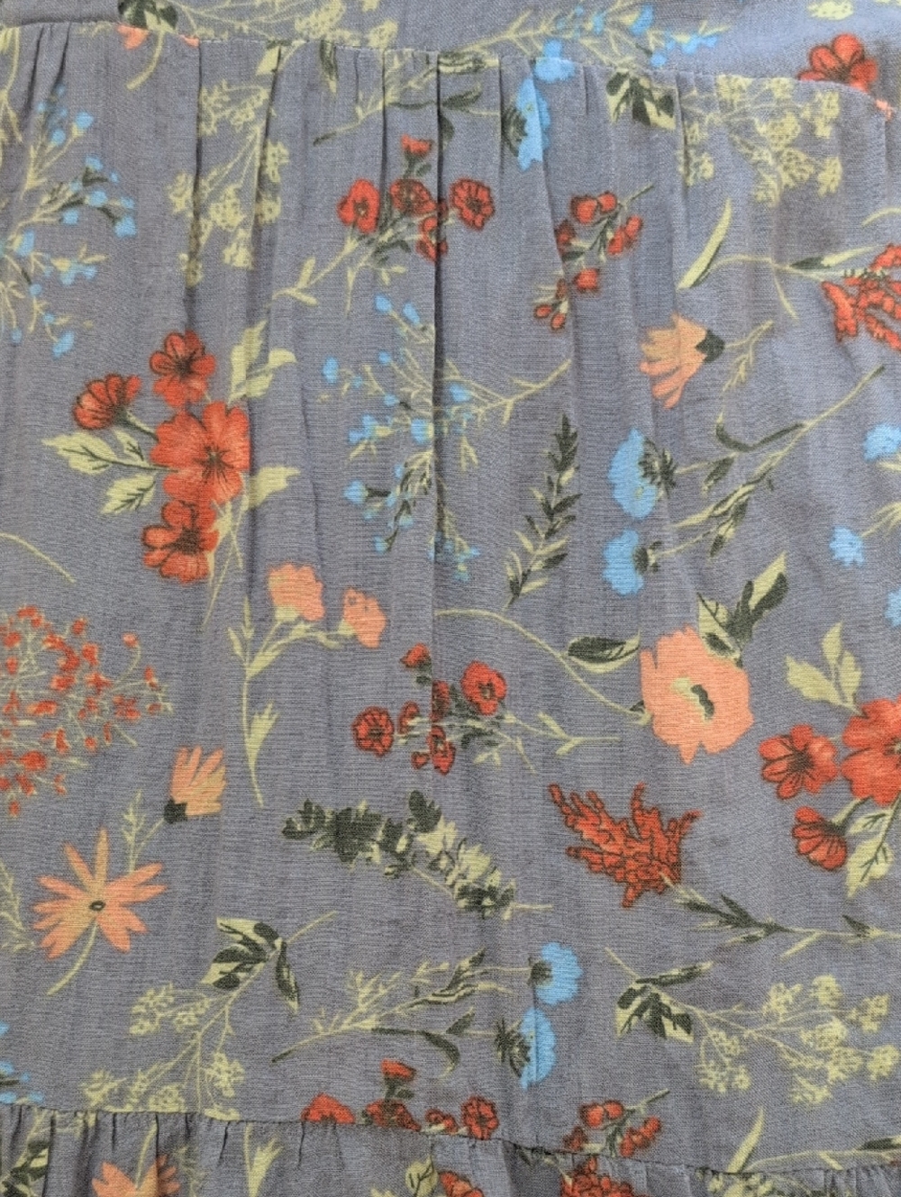 Natural Life Floral Dress.Gray Orange Tiered. - Picture 5 of 8